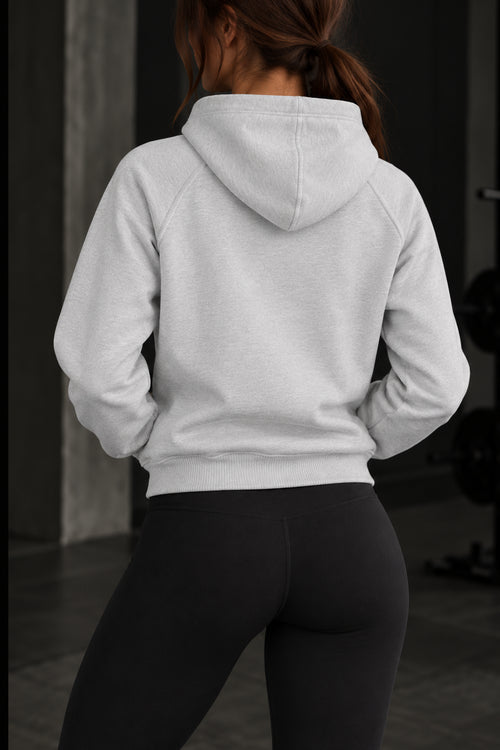 Sculpt Cropped Half-Zip Hoodie - Black Logo