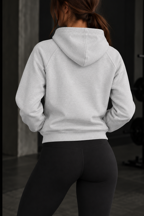 Sculpt Cropped Half-Zip Hoodie - Black Logo