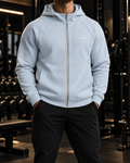 Unisex Raglan Full Zip Hoodie - White Logo